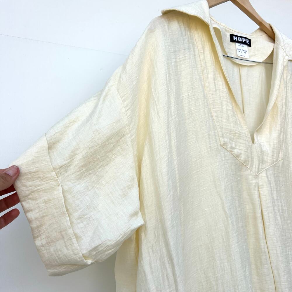 Hope Stockholm Plaza Linen Maxi Dress Scandinavian Ecru Cream Oversized 34 - Picture 7 of 13